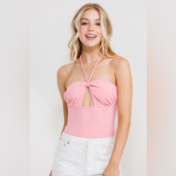 Better Be Tops - Halter Neck Bodysuit with Cut Out